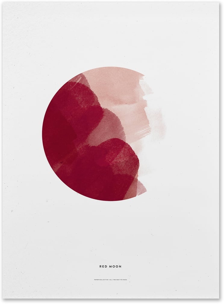 Paper Collective - Red Moon Poster, 50 x 70 cm