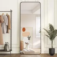 WOWINNE Standspiegel mit Schwarz Metallrahmen, 180x80cm Standspiegel Spiegel Groß Wandspiegel Schwarz, Bodenspiegel für Schlafzimmer, Wohnzimmer, Flur und Garderobe