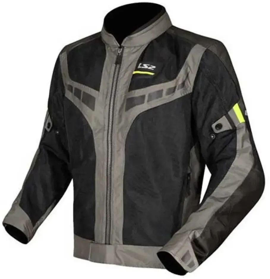 Ls2 Textil Garda Air Jacke - Green / Black / Hi-Vis Yellow - S