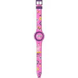 Kids Euroswan Peppa Wutz Digital 0 mm Gehäuse lila pink Silikonarmband rosa