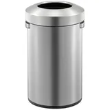 Proregal Stilvoller offener Abfallsammler aus gebürstetem Edelstahl | 50 Liter, HxØ 59,6x37cm | Silber,