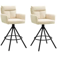 Stolkom Barhocker 2er Set SOFIA, Hellbeige - Schwarz -