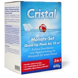 Cristal Pool 3 in 1 Komplettpflege - Für Quick-Up Pool bis 10000 l - Desinfektion - Algenverhütung - Einfache Anwendung - Klareffekt - Portionsbeutel