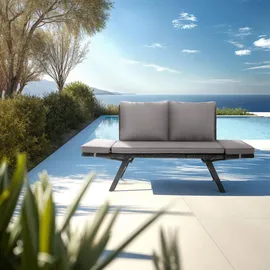 Tectake tectake® Rattan-Loungesofa, Sintra, 2in1 Funktion, Dicke des Sitzpolsters 7 cm, abnehmbare Polyesterbezüge, 157 x 61 x 89 cm