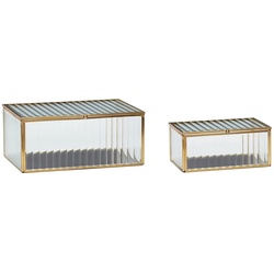 Hübsch Interior - Ripple Glasboxen, Messing / klar (2er-Set)