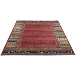Teppich GINO FALCONE "Cherina GF-131", rot, B:50cm H:8mm L:80cm, Viskose, Teppiche, Ethno Design, mit Bordüre, leichter Glanz, 100 % Viskose, Wohnzimmer