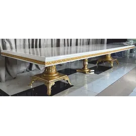 Casa Padrino Esszimmertisch 120 x 80 cm Weiß/Gold