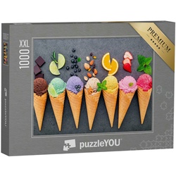 puzzleYOU Puzzle Puzzle 1000 Teile XXL „Bunte Eissorten in Waffeln“, 1000 Puzzleteile, puzzleYOU-Kollektionen Candybar, Essen und Trinken