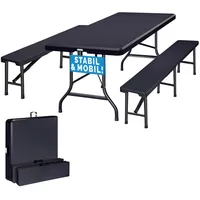 CASARIA Bierzeltgarnitur Kunststoff 180cm 3-teilig Set