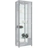 fif möbel Vitrine OPTIMA Standvitrine/Glasvitrine 2x Glastür,perfekt für Sammler,Sammlervitrine silberfarben