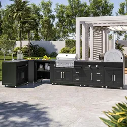 Oviala Business Outdoor-Küche Ecke 6 Elemente, davon 3 Koch-/Spülmodule