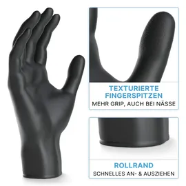 arnomed NITRIL BLACK 200er Nitrilhandschuhe schwarz, 200 Stück, Nitril, chemikalienbeständig, lebensmittelecht, Größe XL