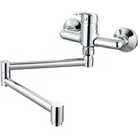 Wasserhahn Küche Wandmontage, Wandarmatur Küche mit klappbarem Auslauf, 360° Drehbare Küchenarmatur Wand Montage, Messing Verchromt