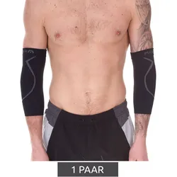 1 Paar megmeister Ellenbogen Kompressions-Manschette Beinlinge 23-32 mmHg Ellenbogenwärmer MER002 Schwarz/Grau - S