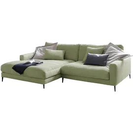 KAWOLA Ecksofa Cara Cord Recamiere links olivgrün