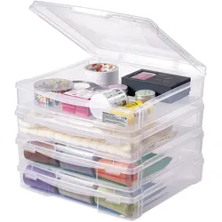 VEVOR 4 x Aufbewahrungsbox Scrapbook Stapelbar Brettspielboxen Kunststoff Deckel
