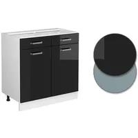 Vicco Schubladenschrank R-Line 80 x 81,6 x 60 cm Schwarz Hochglanz/Weiß
