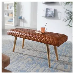 Wohnling Sitzbank Echtes Leder 115 cm braun, 115x38 cm