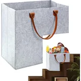 Akayoo Treppenkorb Stufenkorb, L-förmig, Filz, Funktional, Grau, Mit Ledergriff