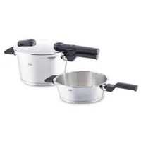 Fissler Schnellkochtopfset Vitaquick, Silber, Metall, 2-teilig, Druckregelventil, Druckanzeige, Kochen, Töpfe, Schnellkochtöpfe