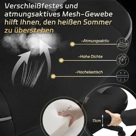 Woltu Gaming Stuhl Racing Stuhl Bürostuhl Chefsessel mit Kopfstütze und Lendenkissen, Fußstütze, Stoff, Grau, BS83gr - Grau