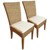 Amagohome Rattanstuhl Esszimmer Stühle 2 Stück Rattanstühle Wintergarten Esstisch Stühle Kor
