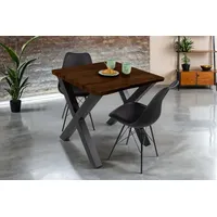 Sam Esstisch Baumkante Holz-Optik Nussbaum 80 x 80 X-Gestell
