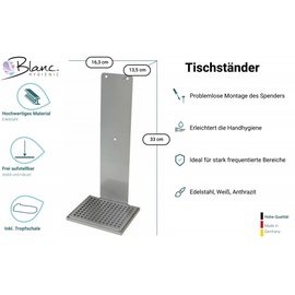 Blanc HYGIENIC Tischständer Cosmos mit Auffangschale in Anthrazit oder Weiß für Desinfektionsspender SENSOR Cosmos