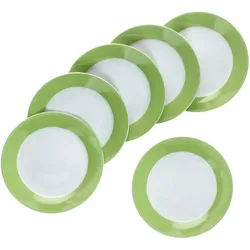 6er Set Variant Grün Kuchenteller bunte Frühstücks-Teller Dessert