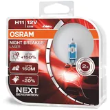 Osram NIGHT BREAKER LASER H11, +150% mehr Helligkeit, Halogen-Scheinwerferlampe, 64211NL-HCB,