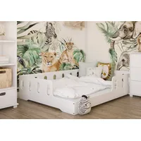Kids Collective Kinderbett Bodenbett 140x200 cm weiß mit Rausfallschutz