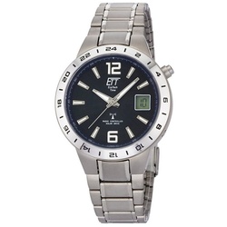 ETT Funkuhr Solar Drive Funk Herren-Armbanduhr EGT-11411-41M, mit Titan-Armband