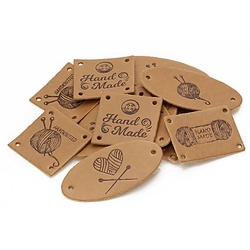 buttinette Label-Set "handmade Stricken" in Lederoptik, Inhalt: 15 Stück