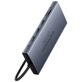 Baseus HUB PortalJoy Series 13in1 USB-C - 2x HDMI / DP / VGA / USB-A 3.1 / USB-C 3.1 / USB-A 2.0 / P (USB-C, 13 Ports), Dockingstation / USB Hub, Grau