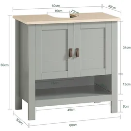 SoBuy Waschbeckenunterschrank 60 x 60 x 30 cm Hellgrau