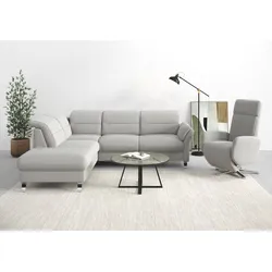 Ecksofa SIT & MORE "Grenoble L-Form mit Federkern", silber, B:247cm H:85cm T:222cm, Sofas, wahlweise mit Bettfunktion, Bettkasten, Arm- und Kopfteilverstellung