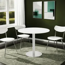 Kadima Design Runder Tisch Ø 90 cm, Holzplatte, Stahlgestell, 120 kg Belastbarkeit, Weiß