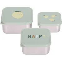 Lässig 3-tlg. Snackboxset aus Edelstahl Brotdose/Snackbox Stainless Steel Happy