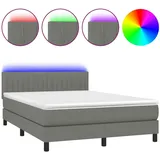 vidaXL Boxspringbett mit Matratze & LED Dunkelgrau 140x200 cm Stoff