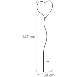 Relaxdays Rankhilfe Herz 147 x 38 cm Schwarz