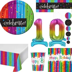 10. Geburtstag Geburtstagsdeko Partyset Kindergeburtstag 37 tlg. Geburtstag Deko bunt