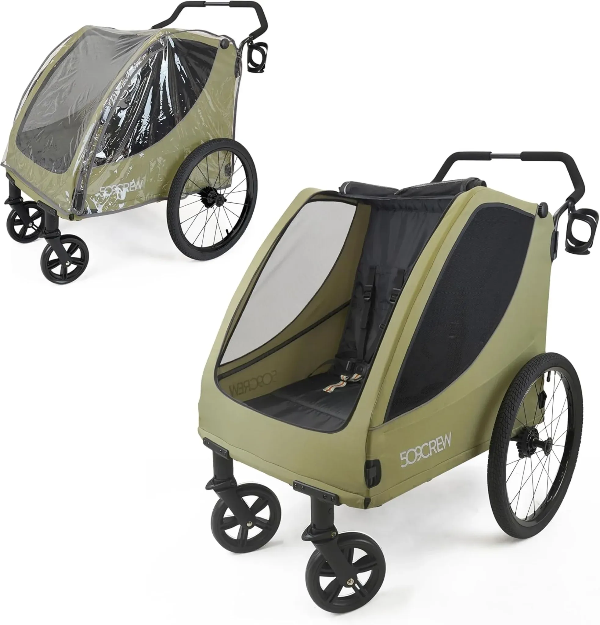 Bollerwagen Kinder 509 Trekker II für 2 Kinder in Khaki robust