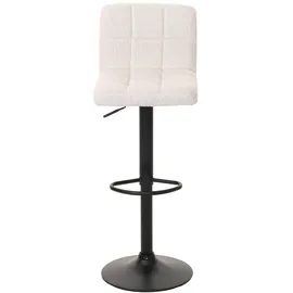 Mendler 2er-Set Barhocker HWC-G87, Tresenhocker Barstuhl, höhenverstellbar drehbar, Stoff Boucle (450g/m2) FSC® - creme-weiß