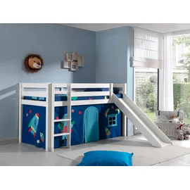Vipack Hochbett Pino mit Rutsche weiß/blau