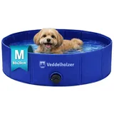 Veddelholzer Hundepool Faltbarer Hundepool M 80x20 cm rutschfest Robuster Hunde Swimmingpool, (platzsparend & stabil, ideal für Garten & Balkon), schneller Aufbau ohne Aufpumpen, für kleine & große Hunde blau