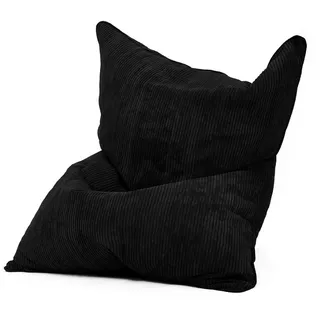Green Bean XXL Sitzsack aus Cordstoff 370 Liter EPS-Perlen Füllung - Kuschelig Weich Robust & Waschbarem-Stoff Bodenkissen Liegekissen Sitzkissen - Samt Schwarz