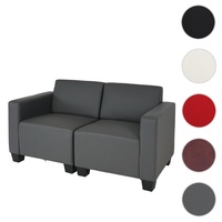 Mendler Modular 2-Sitzer Sofa Couch Lyon, Kunstleder ~ dunkelgrau