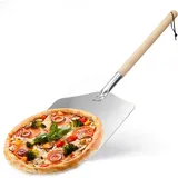 WDJLNZB Professionellen Aluminium Pizzaschaufel, Pizzaschaufel aus Aluminium und Buchenholz, Pizza Schieber, Pizzaschieber, Abnehmbarer Stabiler Langer Holzgriff für Pizza, Brot, Grillen und Mehr