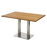 Niehoff Bistro Tisch Edelstahl - 140 x 95 cm Teak geölt