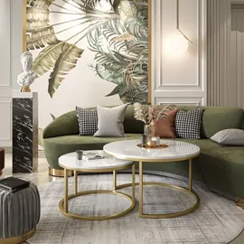 lookway Runder Tisch 2in1 CIRI Gold Matt - Weiß